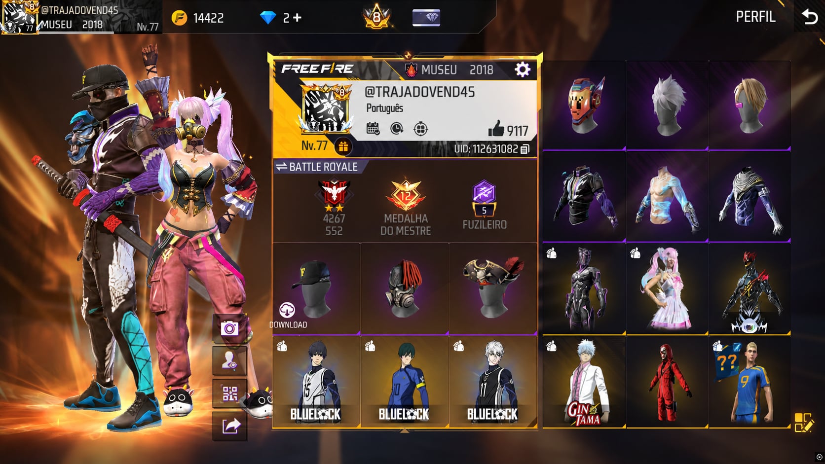 Conta de Free Fire — 2 PASSE + PARCERIAS ON! 🎀
