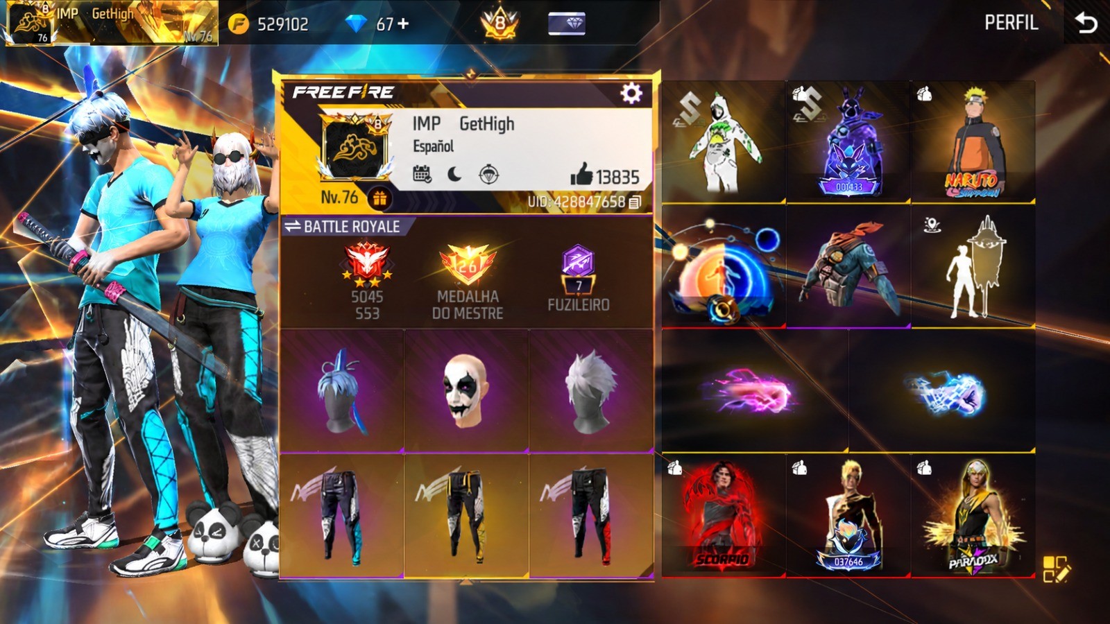 Conta de Free Fire — A PRIME 8 BUGADA ON! 👑