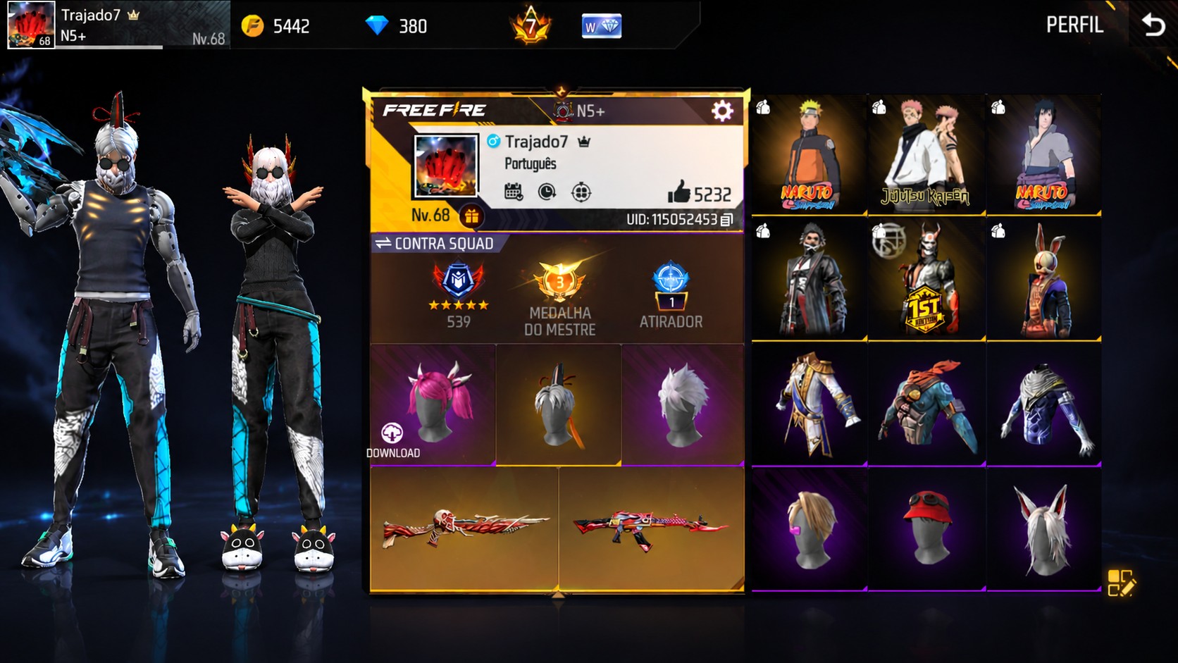 Conta de Free Fire — +1 COM A UMP JACARÉ ON! 🐊